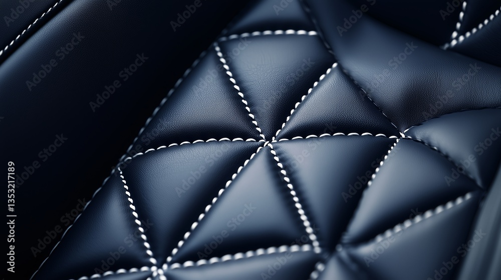 Naklejka premium Deep Navy Quilted Leather Upholstery with Intricate Stitching Detail