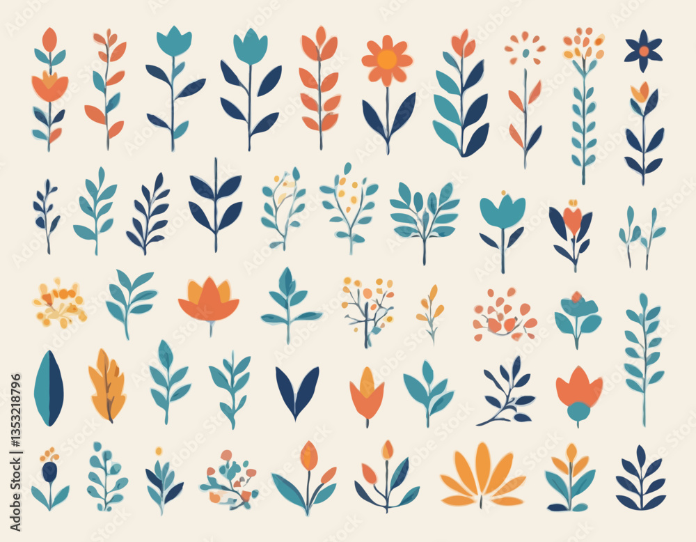 Decorative Floral Elements in Stylish Vector Art Decorative Floral Elements in Stylish Vector Art