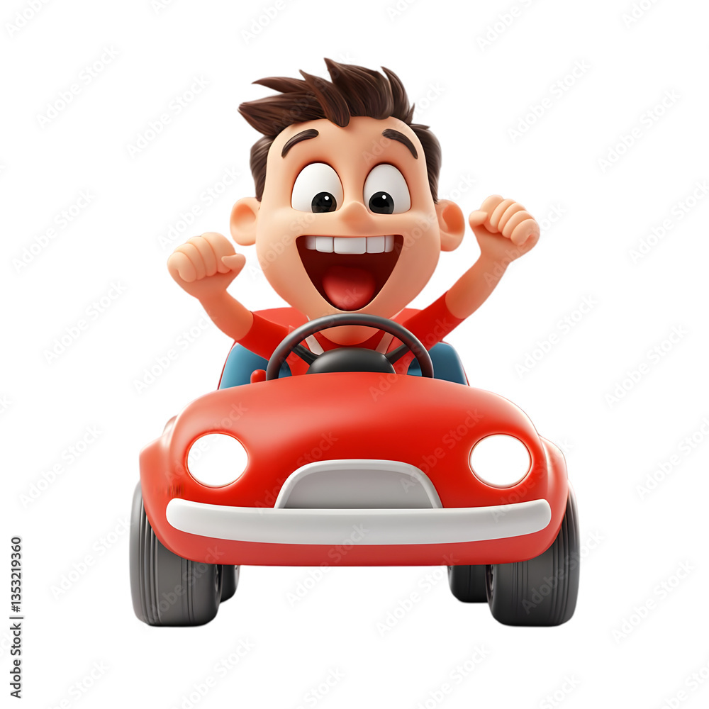 custom made wallpaper toronto digitalAnimated Boy Driving A Red Cartoon Car