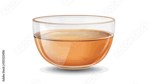 Close-up studio shot of a glass cup filled with an amber-colored liquid, possibly tea. The glass is transparent, allowing the liquid's color to be clearly visible. The liquid has a slight