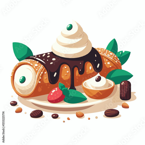 dessert, pastry, sweet, cannoli, food, chocolate, cream, italian, delicious, bakery, gourmet, italy, traditional, cannolo, background, sicily, breakfast, white, filling, creamy, sugar, baked, crust, c