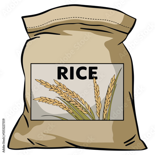 Rice in a sack isolated on white��