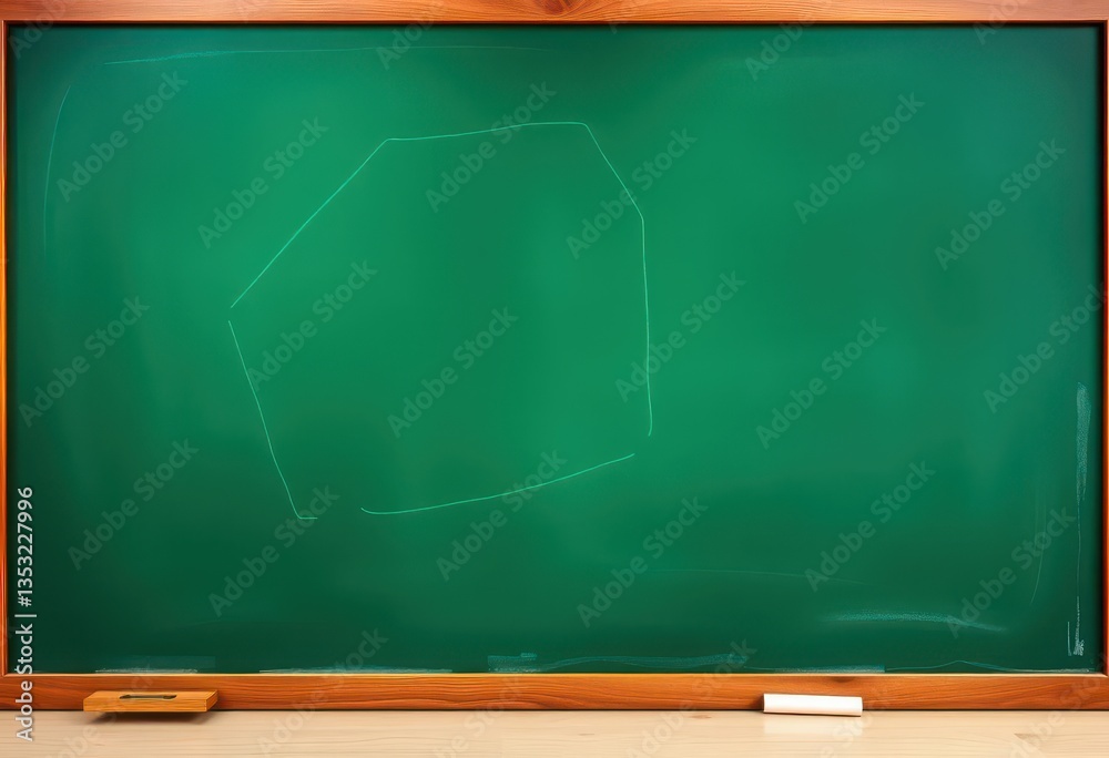Fototapeta premium A blank, vibrant green chalkboard ready for writing, template, smooth