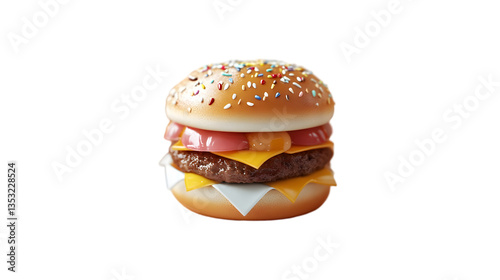 Colorful Sprinkled 3D Hamburger Illustration