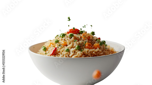 Colorful Vegetable Fried Rice in White Bowl