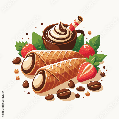 dessert, pastry, sweet, cannoli, food, chocolate, cream, italian, delicious, bakery, gourmet, italy, traditional, cannolo, background, sicily, breakfast, white, filling, creamy, sugar, baked, crust, c