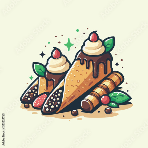 dessert, pastry, sweet, cannoli, food, chocolate, cream, italian, delicious, bakery, gourmet, italy, traditional, cannolo, background, sicily, breakfast, white, filling, creamy, sugar, baked, crust, c