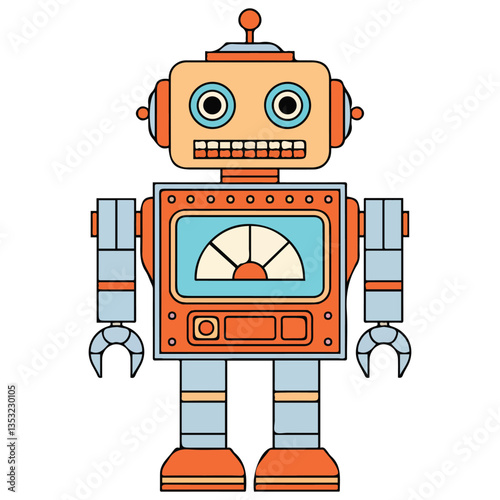 Vintage robot on white background��