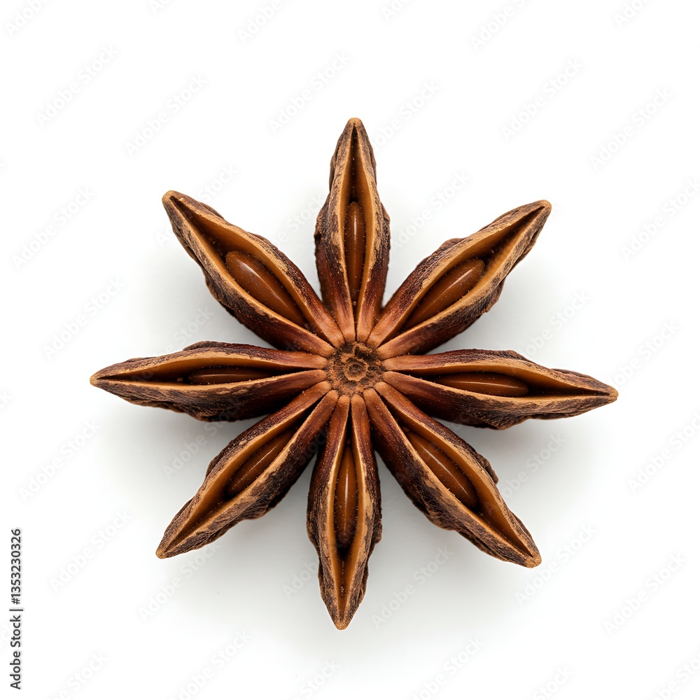 Close-up of Star Anise Spice on White Background for Culinary Use Close-up of Star Anise Spice on White Background for Culinary Use