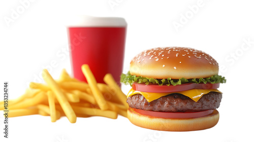 Delicious Burger Meal With Fries And Drink