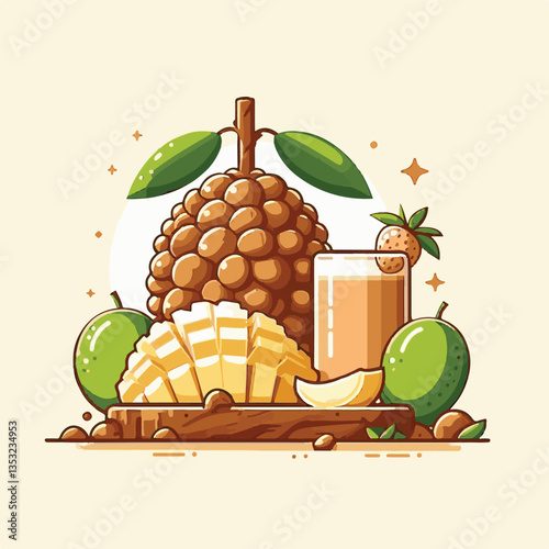 fresh, asian, cempedak, food, fruit, tropical, healthy, ingredient, asia, yellow, sweet, exotic, tasty, delicious, raw, background, green, dessert, ripe, tropical fruit, organic, nature, closeup, natu