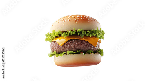 Delicious Cheese Burger With Sesame Bun