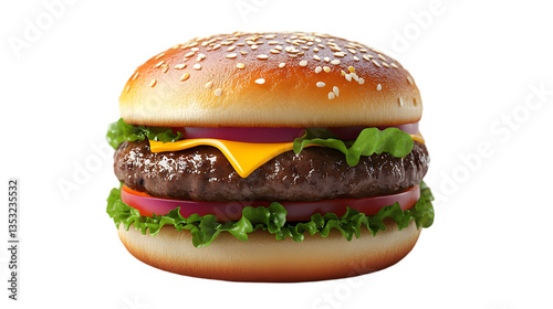 Delicious Cheeseburger Isolated On Black Background
