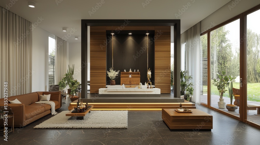 Fototapeta premium Modern Interior Design Concept with Minimalist Elements and Plants