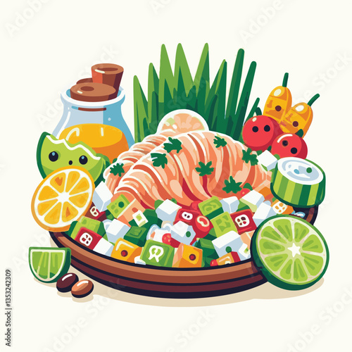 ceviche, food, seafood, gourmet, lime, fresh, meal, fish, appetizer, delicious, cuisine, citrus, peru, peruvian, restaurant, raw, cebiche, marinated, cilantro, onion, seviche, lunch, background, salad