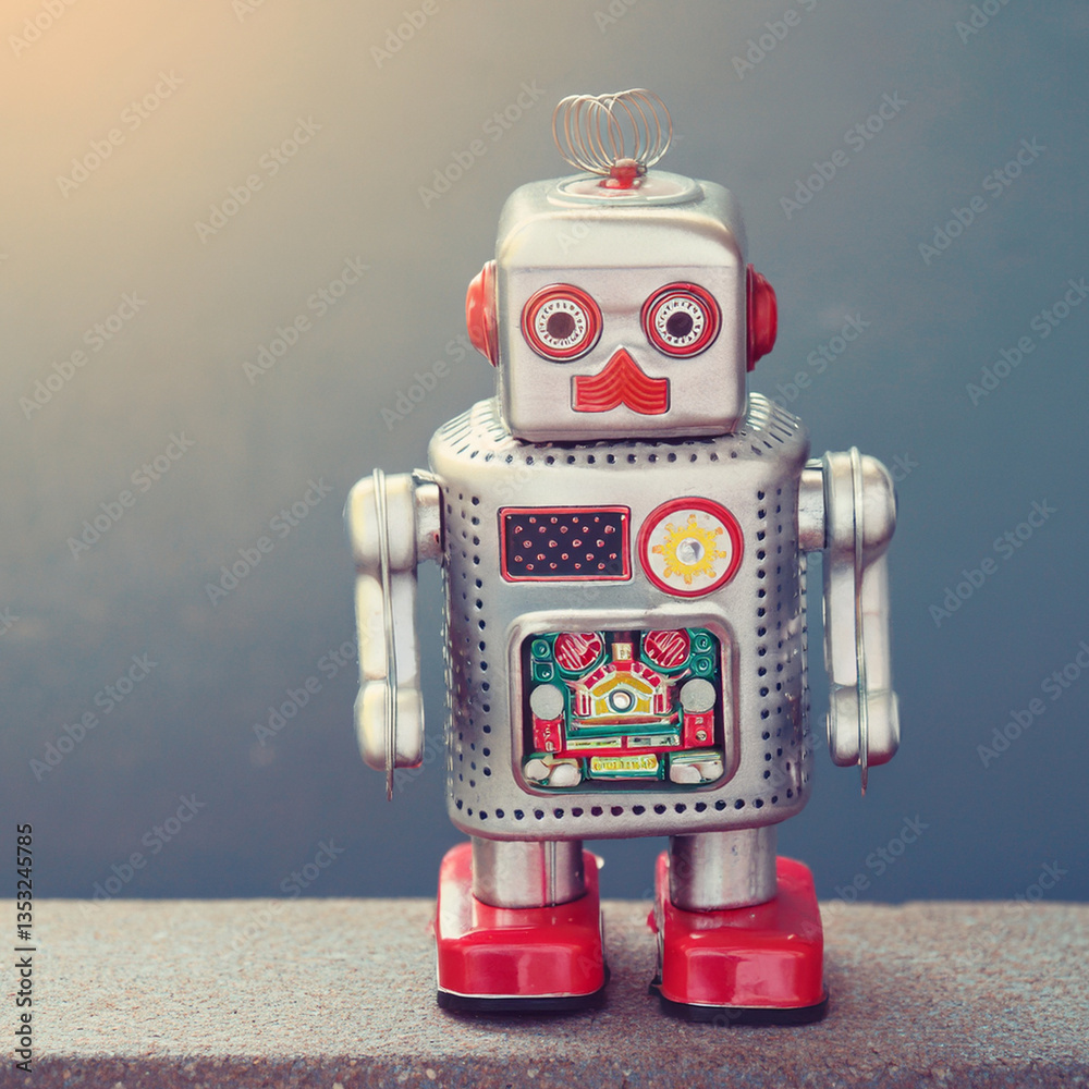 Fototapeta premium 面白い顔をした、おもちゃのロボット