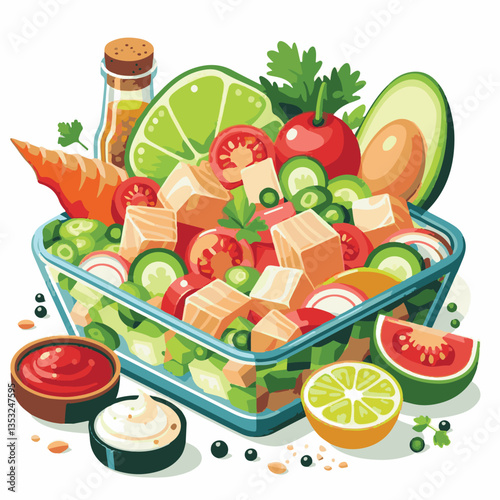 ceviche, food, seafood, gourmet, lime, fresh, meal, fish, appetizer, delicious, cuisine, citrus, peru, peruvian, restaurant, raw, cebiche, marinated, cilantro, onion, seviche, lunch, background, salad