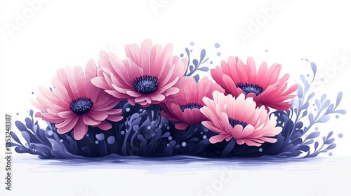 Serene Floral Symphony: An elegant arrangement of pink flowers with lush petals is exquisitely presented. Evoking the peace and tranquility of a garden's bloom
