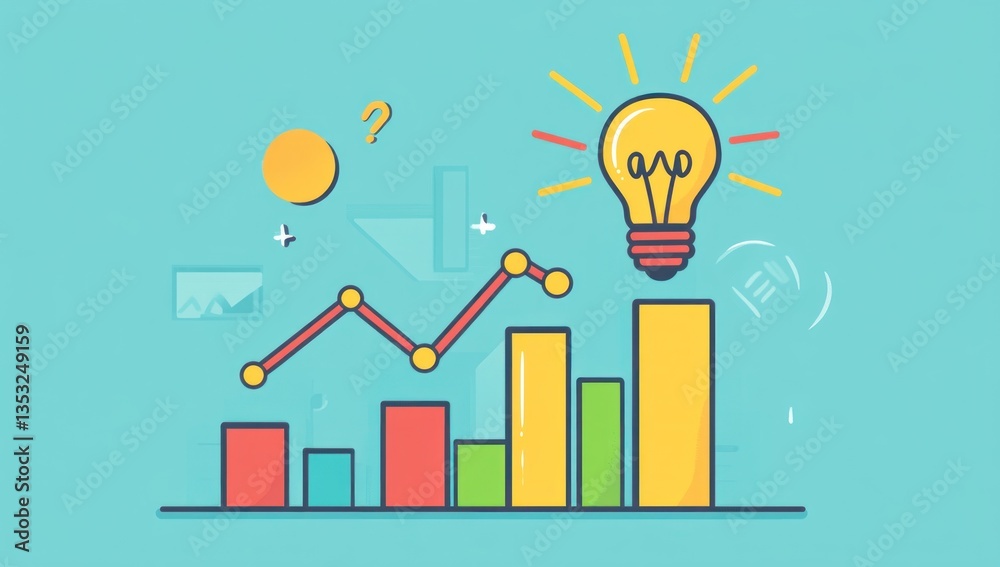 Obraz premium Growing Success, Idea, Colorful Chart, Abstract Business Concept