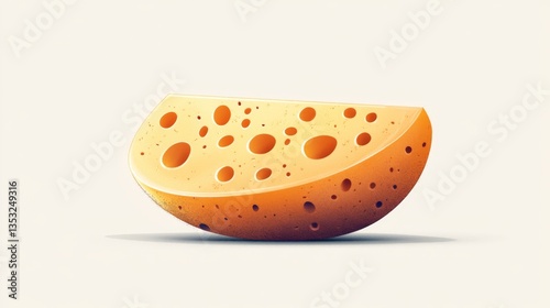 Delicious Cheese Slice: A mouthwatering cheese slice, illustrated with a semi-realistic style, captivates with its appetizing texture and appearance, perfect for culinary projects. 
