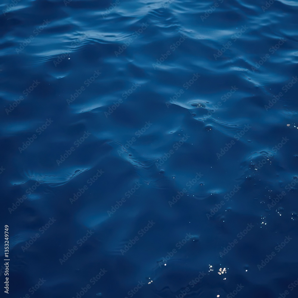 Fototapeta premium Deep, rich indigo water with subtle texture and shifting light, turquoise, ripple, sunlight