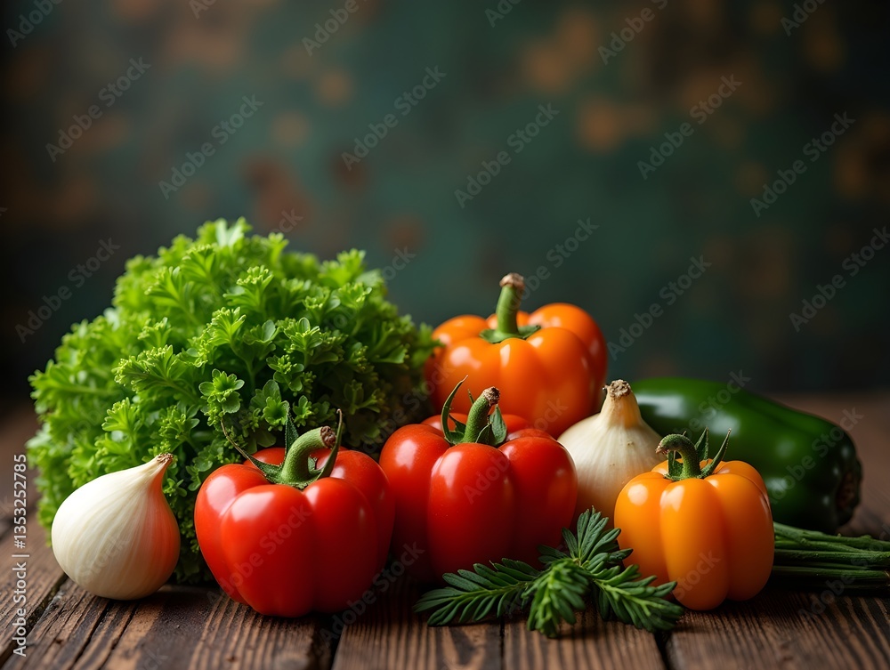 Vegetables on old wood table background. AI Generative Vegetables on old wood table background. AI Generative