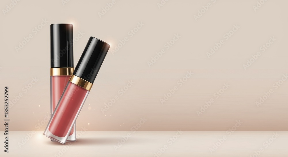 Elegant Lip Gloss Duo: A Stunning Display of Beauty and Luxury Makeup Elegant Lip Gloss Duo: A Stunning Display of Beauty and Luxury Makeup