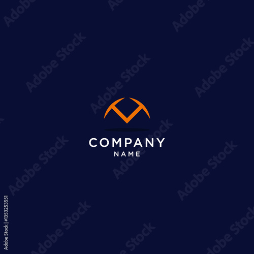 letter m logo design, with hammer design for mining company