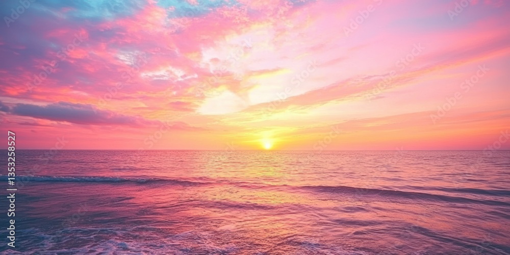Fototapeta premium A mesmerizing sunset over the ocean with vibrant hues of pink, orange, and purple