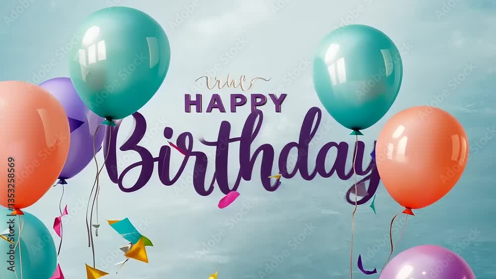 happy birthday card with balloons