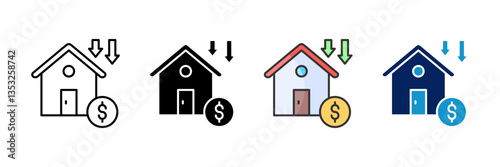 Depreciation Icon Set Multiple Style Collection