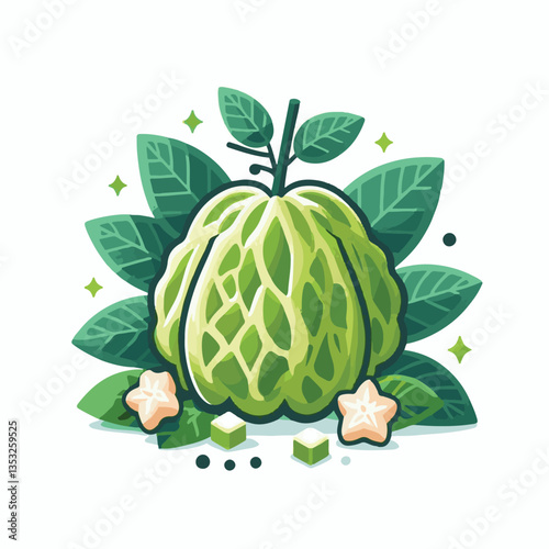 cherimoya, green, fruit, fresh, food, ripe, exotic, sweet, tropical, organic, custard, background, healthy, raw, annona, white, custard apple, delicious, tasty, isolated, dessert, seed, half, chirimoy
