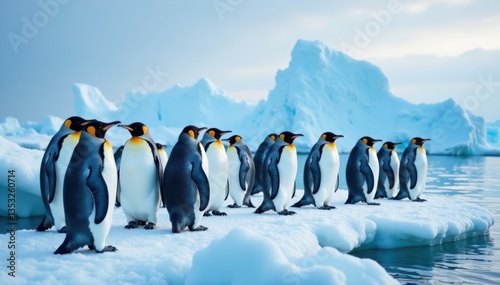 Antarctic penguin colony on ice, antarctic, animals