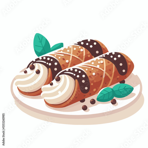 dessert, pastry, sweet, cannoli, food, chocolate, cream, italian, delicious, bakery, gourmet, italy, traditional, cannolo, background, sicily, breakfast, white, filling, creamy, sugar, baked, crust, c