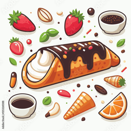 dessert, pastry, sweet, cannoli, food, chocolate, cream, italian, delicious, bakery, gourmet, italy, traditional, cannolo, background, sicily, breakfast, white, filling, creamy, sugar, baked, crust, c