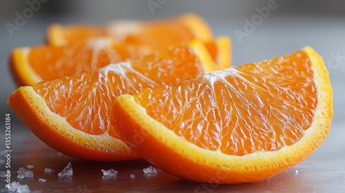 Sliced tangerine showing juicy segments, white background, high detail 
