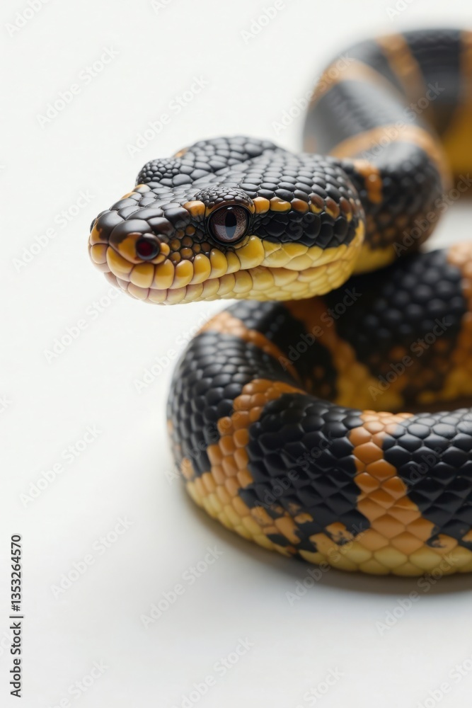 Grumpy snake in a white panel, isolated object, white panel Grumpy snake in a white panel, isolated object, white panel