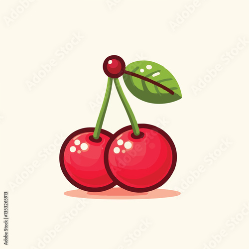 cherry, red, berry, sweet, fruit, cherries, food, juicy, fresh, leaf, organic, illustration, isolated, background, vector, summer, natural, nature, delicious, cute, art, green, set, design, ripe, dess