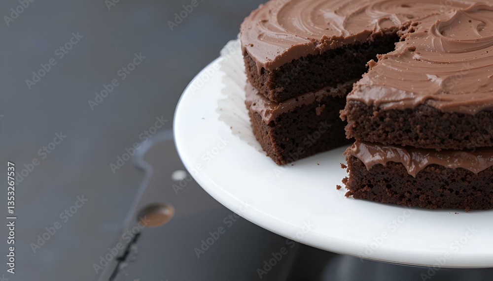 Isolated Stack of Chocolate Layer Cakes with Frosting Isolated Stack of Chocolate Layer Cakes with Frosting