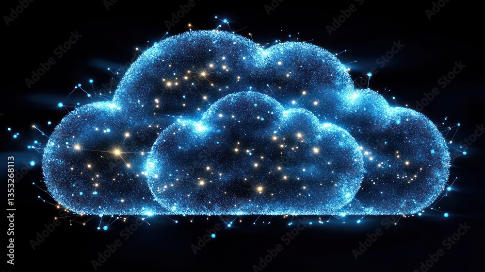 Obraz premium Glowing digital cloud computing network.