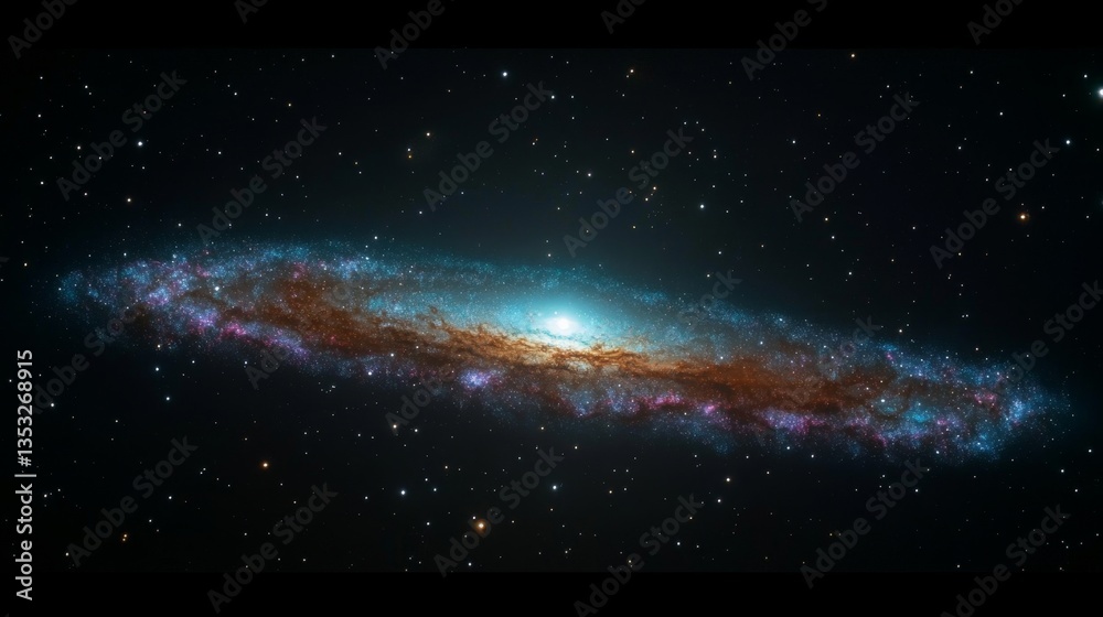 Fototapeta premium Cosmic Elegance: Mesmerizing Spiral Galaxy in Brilliant Blue and Purple Tones