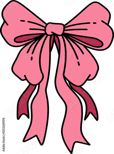 Hand drawn retro coquette bow doodle   