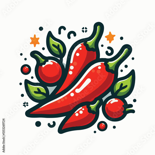 food, red, chili, hot, spicy, spice, pepper, vegetable, chilli, fresh, isolated, vector, background, ingredient, mexican, cuisine, organic, cooking, cayenne, taste, heat, flavor, healthy, white, papri