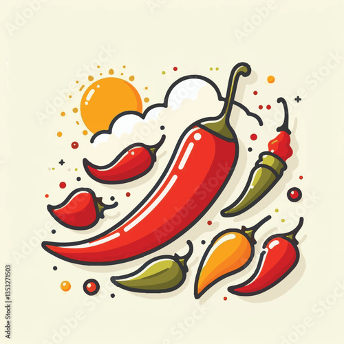 food, red, chili, hot, spicy, spice, pepper, vegetable, chilli, fresh, isolated, vector, background, ingredient, mexican, cuisine, organic, cooking, cayenne, taste, heat, flavor, healthy, white, papri