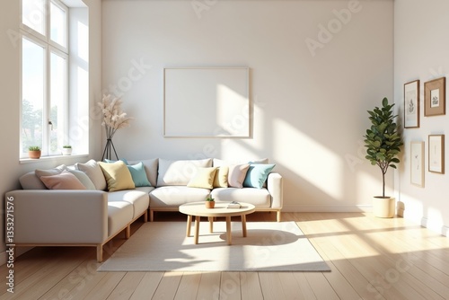 Bright, cozy living room with minimal decor