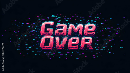 Retro Game Over Screen With Vibrant Colors and Text Effects