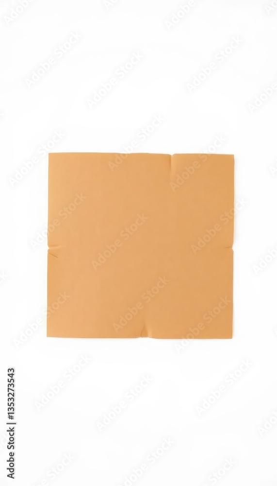 A rustic, light brown cardboard piece, square shape, isolated on pure white, color, simple, packaging A rustic, light brown cardboard piece, square shape, isolated on pure white, color, simple, packaging