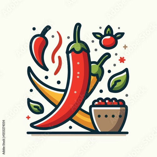 food, red, chili, hot, spicy, spice, pepper, vegetable, chilli, fresh, isolated, vector, background, ingredient, mexican, cuisine, organic, cooking, cayenne, taste, heat, flavor, healthy, white, papri