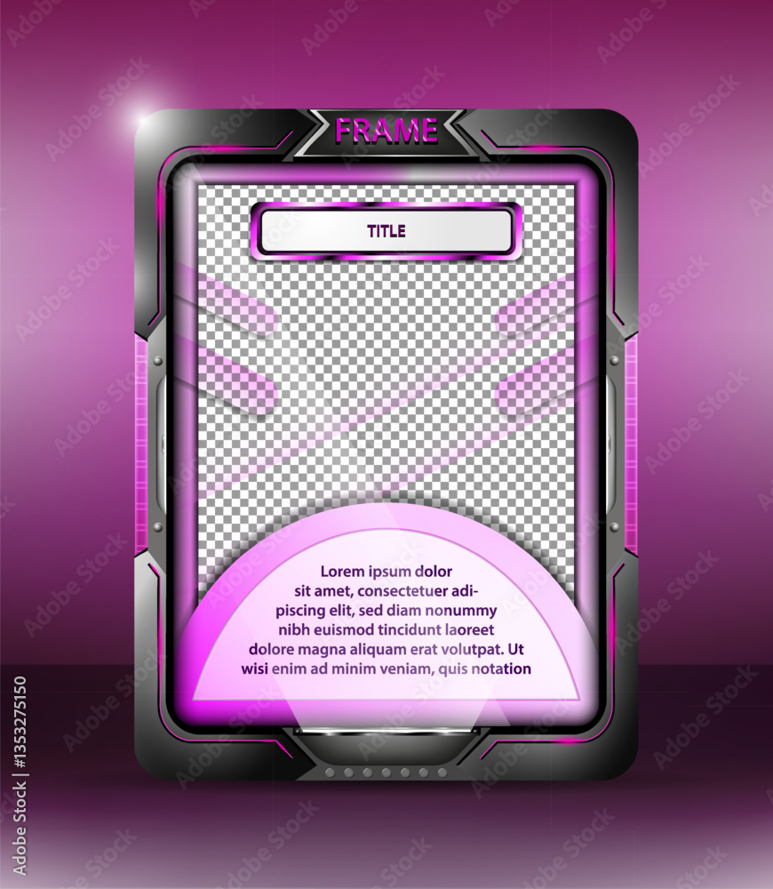 Layout rosa para dispositivo móvel em moldura futurista