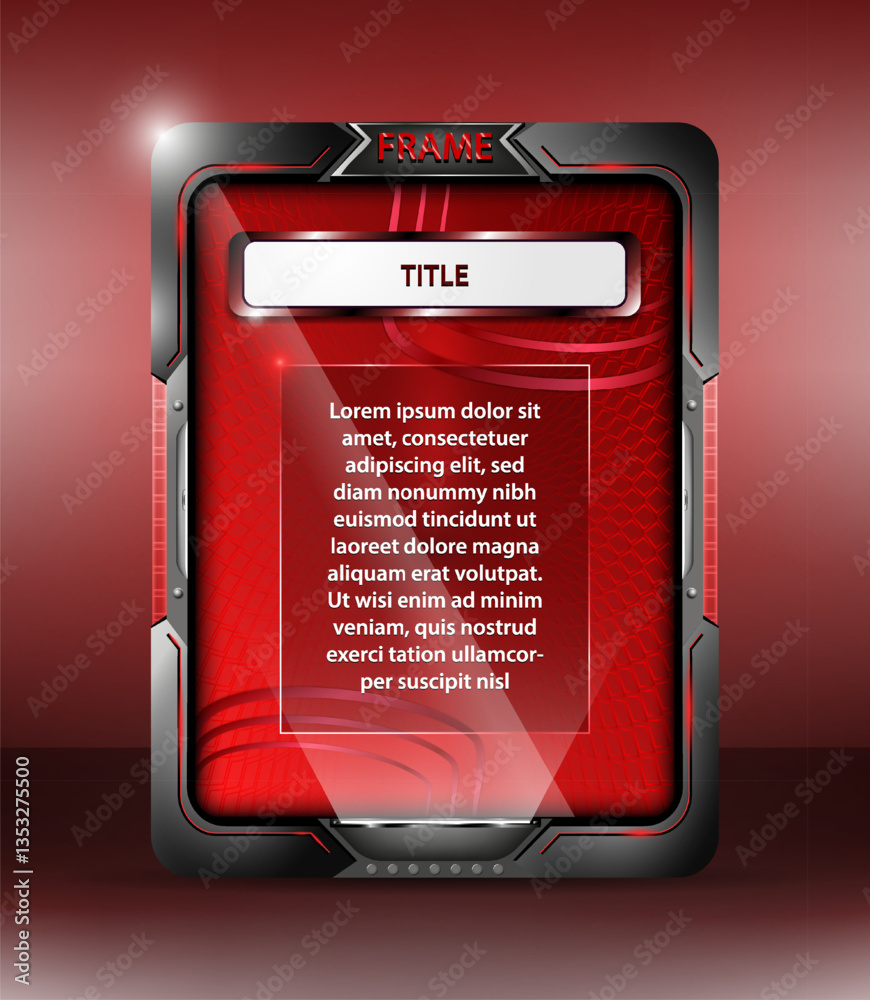 Layout vermelho para dispositivo móvel em moldura futurista